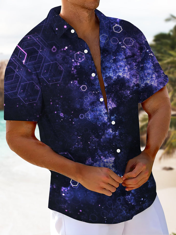 Alohadaddy® Casual Geometric Art Print Pocket Stretch Men&