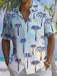 Alohadaddy® Hawaiian Palm Tree Art Print Chest Pocket Stretch Men's Short Sleeve Shirt Big & Tall