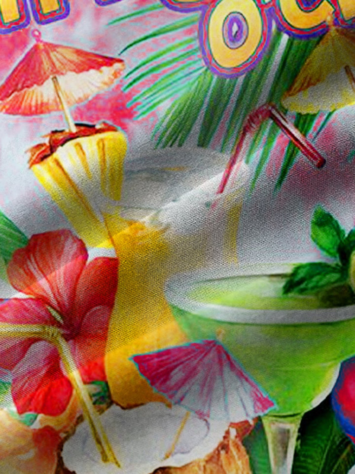 Parrot It’s 5 O’clock Somewhere  Drinking Bird Breast Pocket Hawaiian Shirt Plus Size Vacation Shirt