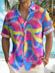 Alohadaddy Ken and Barbie Art Color Contrast Print Beach Men's Hawaiian Oversized Shirt with Pockets