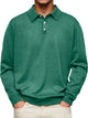 Alohadaddy Basics Plain Men's Button-Down Long Sleeve POLO Shirt