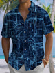 Alohadaddy® Casual Geometric Art Print Chest Pocket Men's Short Sleeve Shirt Big & Tall