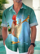 Alohadaddy Vintage Gradient Kung fu Rooster Men's Button Pocket Shirt