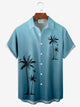 Alohadaddy Hawaiian Gradient Coconut Tree 3D Print Men's Button Pocket Short Sleeve Shirt Big & Tall