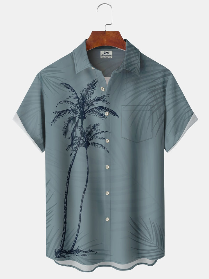 Alohadaddy Hawaiian Coconut Tree Tropical Plants Pocket Shirt