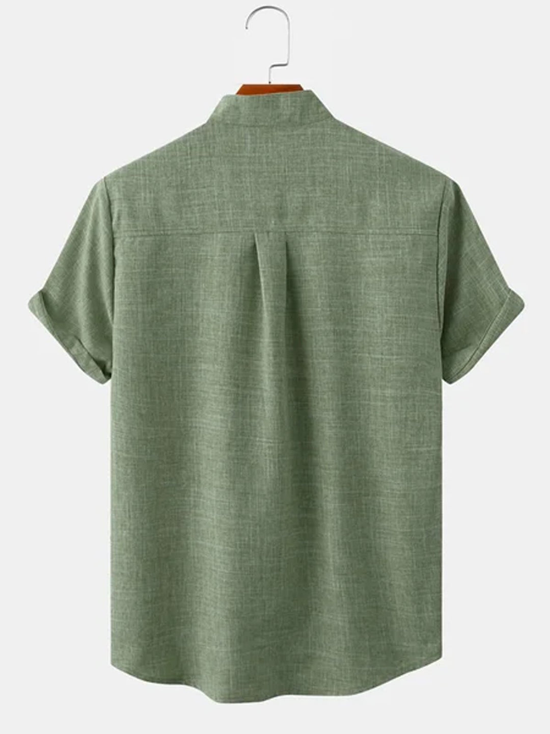Alohadaddy Basic Solid Color Stand Collar Short Sleeve Shirt