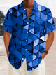 Alohadaddy Retro Geometric 3D Print Men's Button Pocket Short Sleeve Shirt