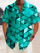 Alohadaddy Retro Geometric 3D Print Men's Button Pocket Short Sleeve Shirt