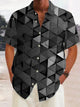 Alohadaddy Retro Geometric 3D Print Men's Button Pocket Short Sleeve Shirt