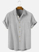 Men's Wrinkle Free Seersucker Casual Shirts Cotton Linen Plus Size Top