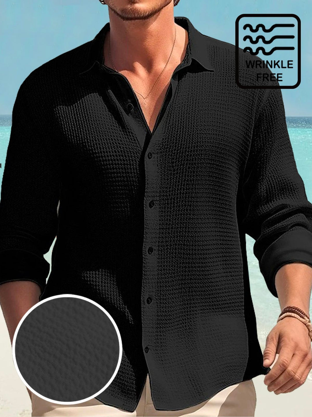 Camisa de manga larga con botones de seersucker de secado rápido para hombre de Alohadaddy Retro Basics, tallas grandes