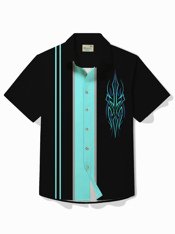 Alohadaddy Vintage Pinstriping Bowling Leaf Print Men&