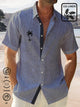 Chemise hawaïenne surdimensionnée en lin bleu hawaïen Alohadaddy, avec poche poitrine et imprimé imitation cocotier, pour les vacances