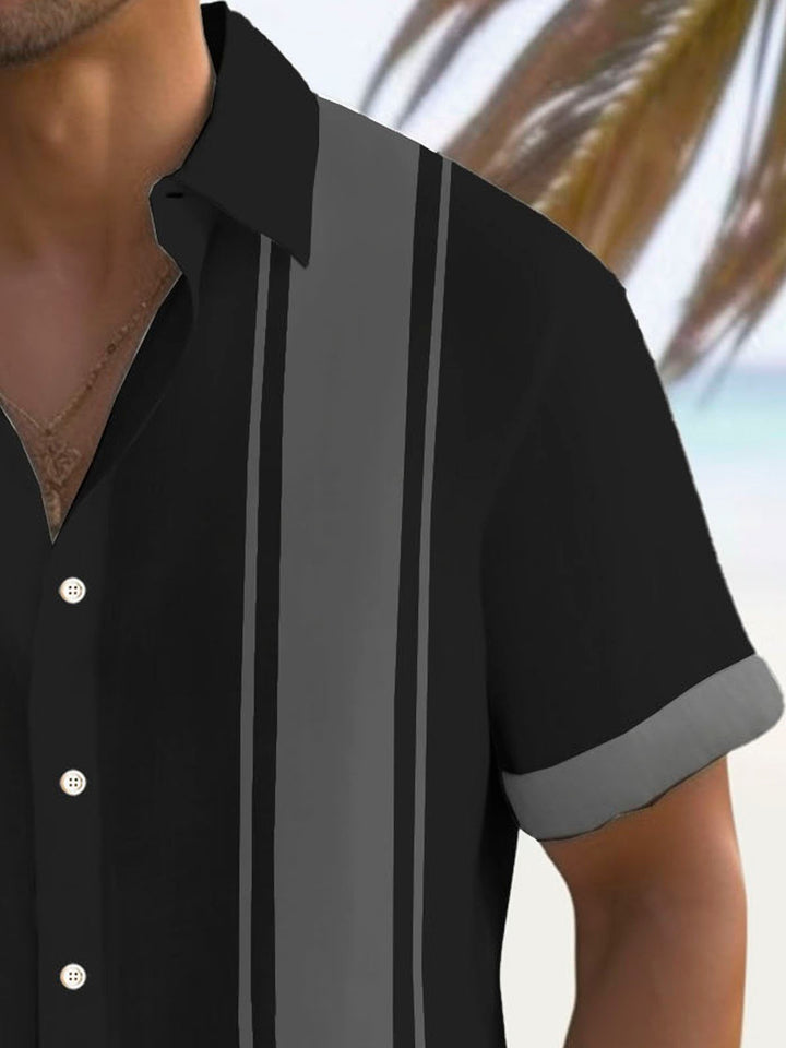 Alohadaddy Retro Bowling Stripe Contrast Print Men&
