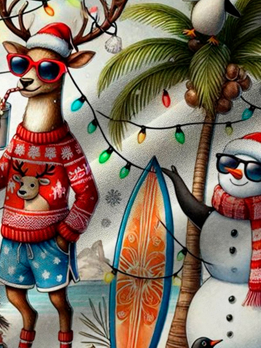 Alohadaddy Christmas Deer Snowman Lantern Print Men&