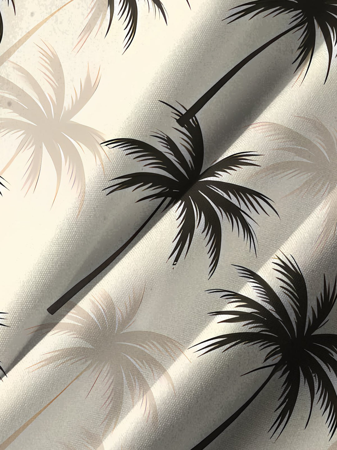 Alohadaddy Hawaiian Palm Trees Print Art Pocket Button Elastic Oversized Shirt