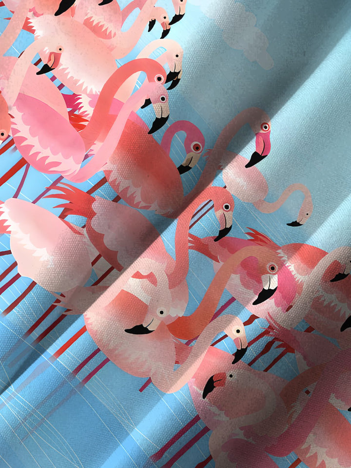 Alohadaddy Casual Hawaiian Flamingo Button Cardigan Pockets Stretch Oversized Short Sleeve Shirt