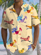 Alohadaddy Casual Collection Moisture-wicking Rooster Print Chest Pocket Stretch Oversized Hawaiian Short Sleeve Shirt