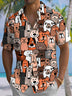 Alohadaddy® Casual Funny Dog Print Chest Pocket Men's Short Sleeve Shirt Big & Tall
