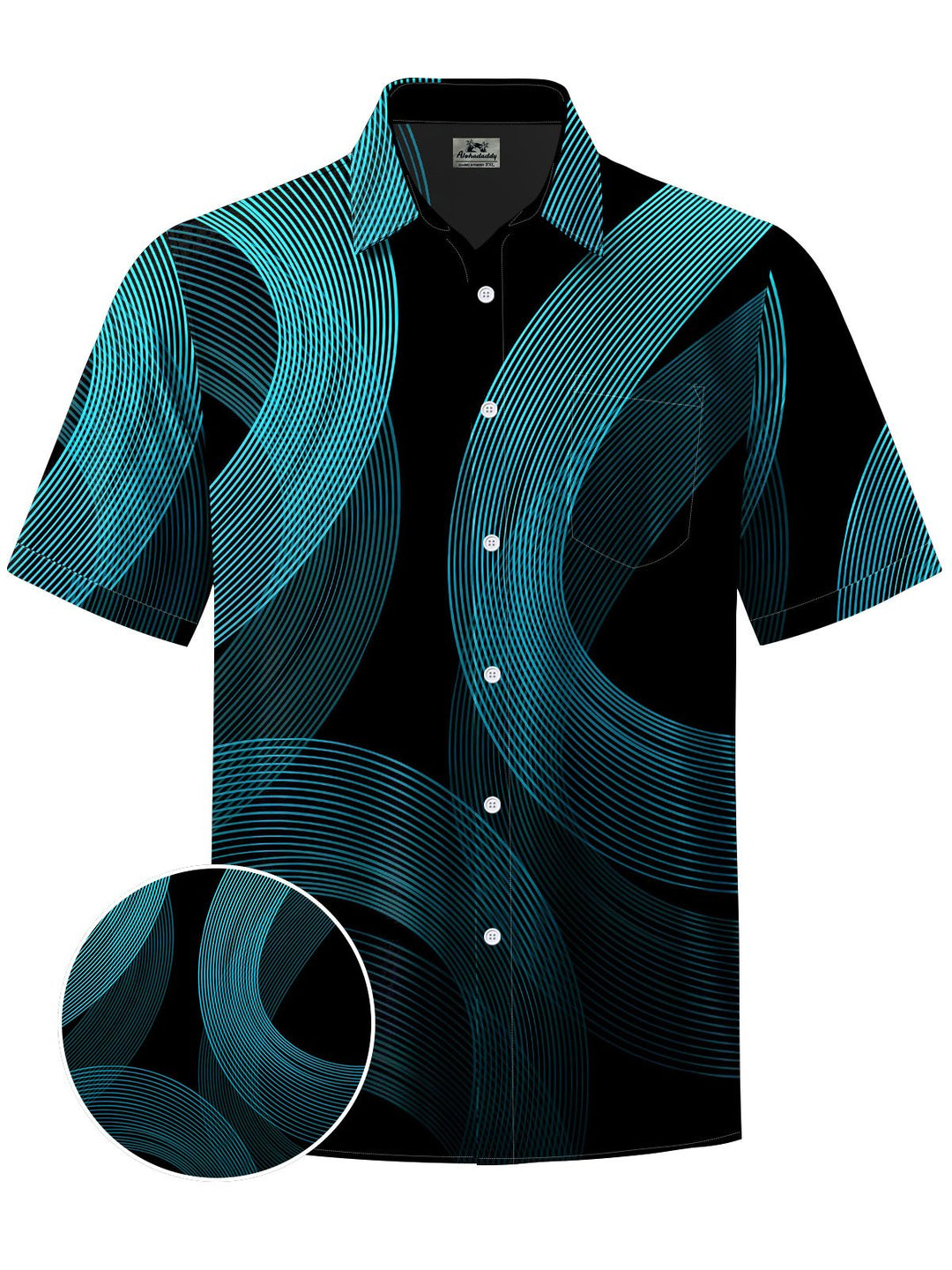 Alohadaddy® Casual Geometric Seaside Print Chest Pocket Men&