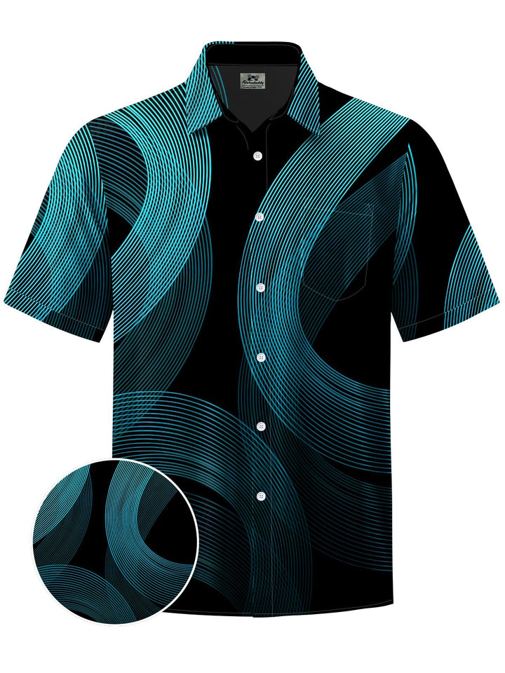 Alohadaddy® Casual Geometric Seaside Print Chest Pocket Men&