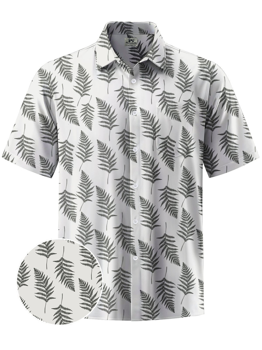 Alohadaddy® Casual Leaves Art Print Chest Pocket Moisture Wicking Men&