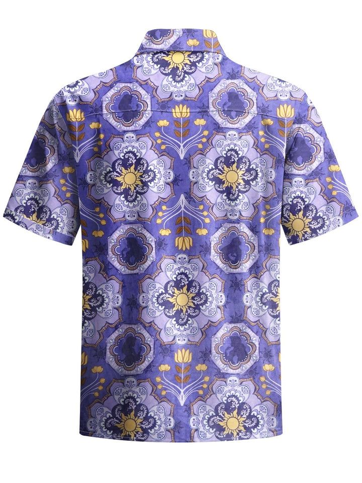 Alohadaddy® Vintage Ethnic Pattern Print Art Chest Pocket Men Short Sleeve Shirt Big &amp; Tall