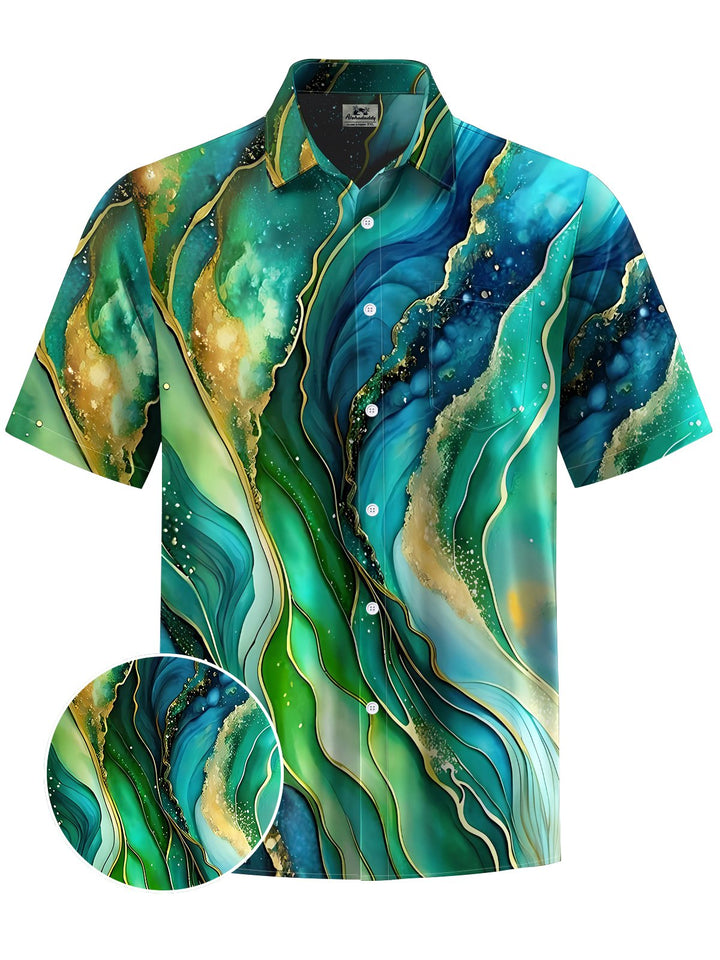 Alohadaddy® Casual Abstract Texture Art Print Chest Pocket Men&