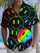 Alohadaddy® Casual Geometric Smiley Art Print Chest Pocket Mens Short Sleeve Shirt Big & Tall