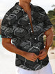 Alohadaddy® Vintage Banknote Art Print Chest Pocket Mens Wicking Short Sleeve Shirt Big & Tall