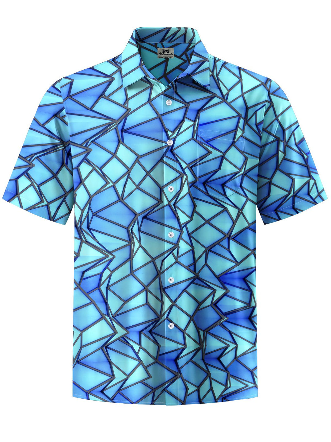 Alohadaddy® Casual Geometric Art Print Chest Pocket Men&