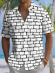 Alohadaddy® Men's Casual Plaid Brick Art Print Chest Pocket Short Sleeve Shirt Big & Tall