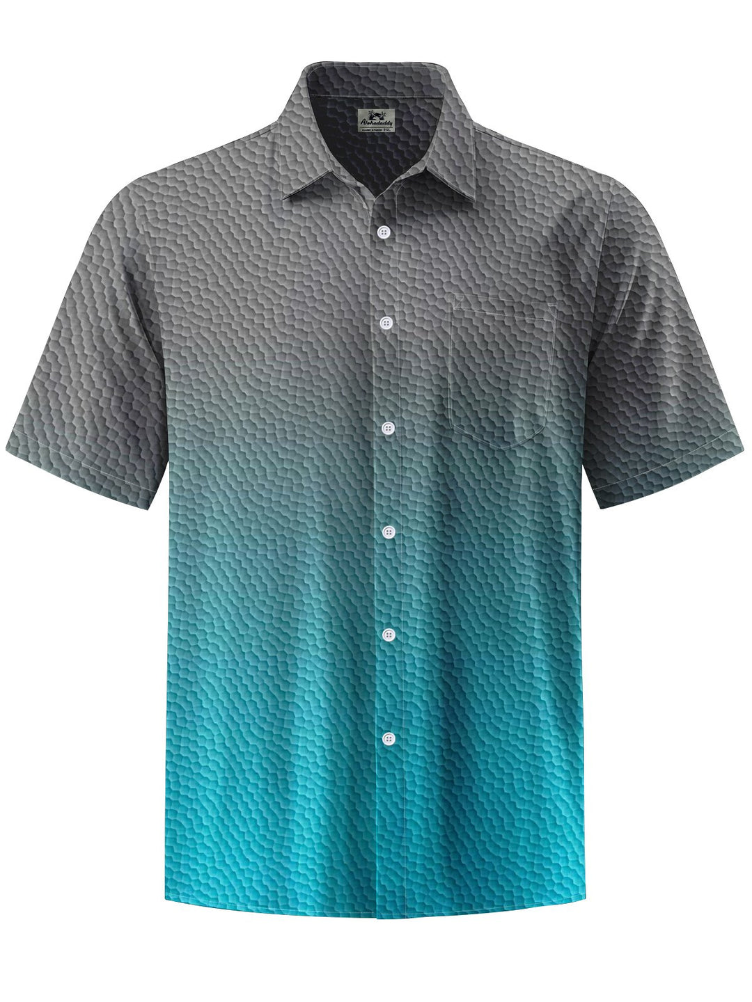 Alohadaddy® Casual Ombre Geometric Art Print Chest Pocket Men&