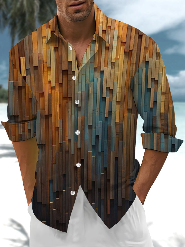 Alohadaddy® Vintage Woodgrain Art Print Chest Pocket Men&