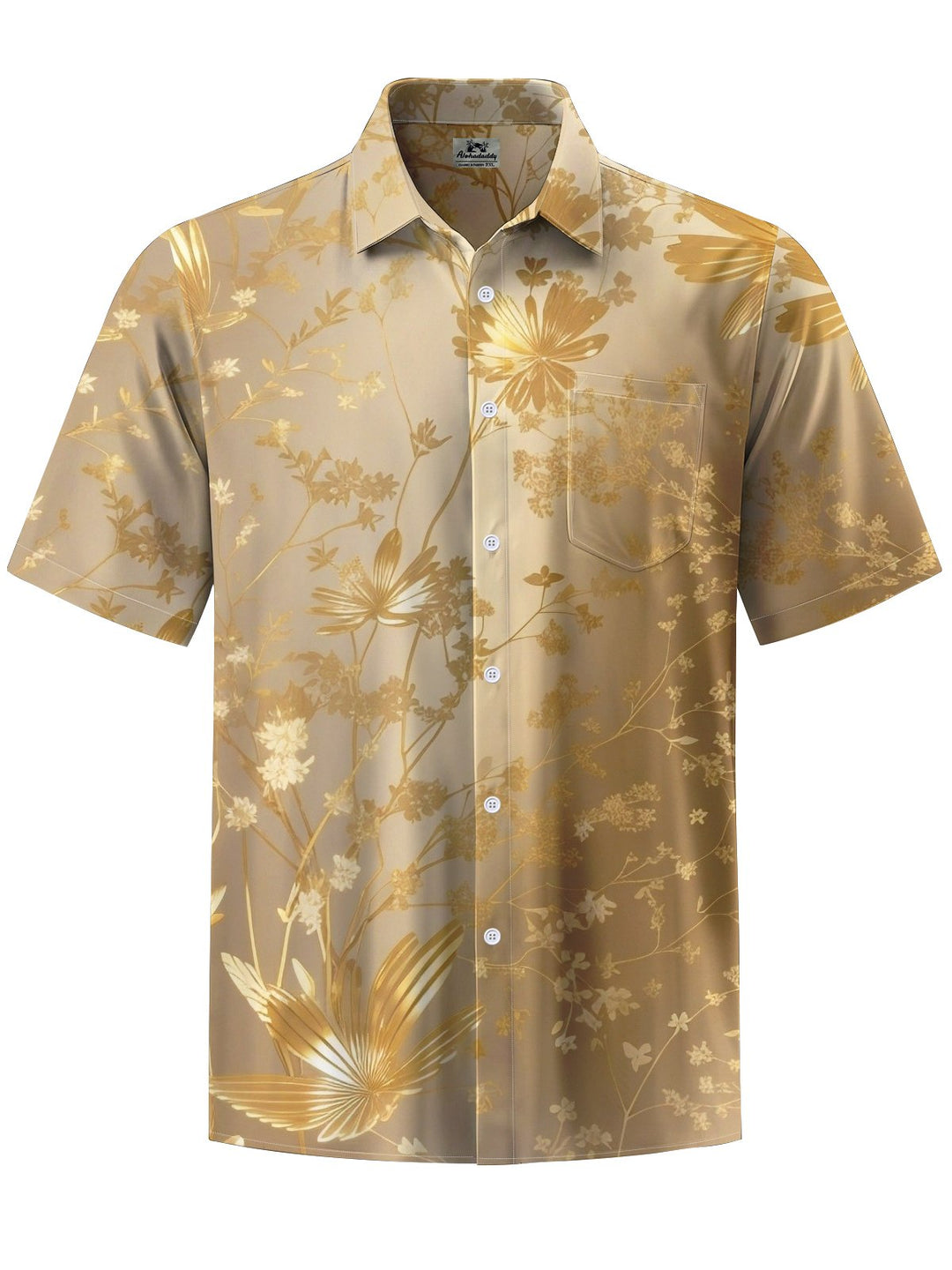 Alohadaddy® Casual Floral Art Print Chest Pocket Men&