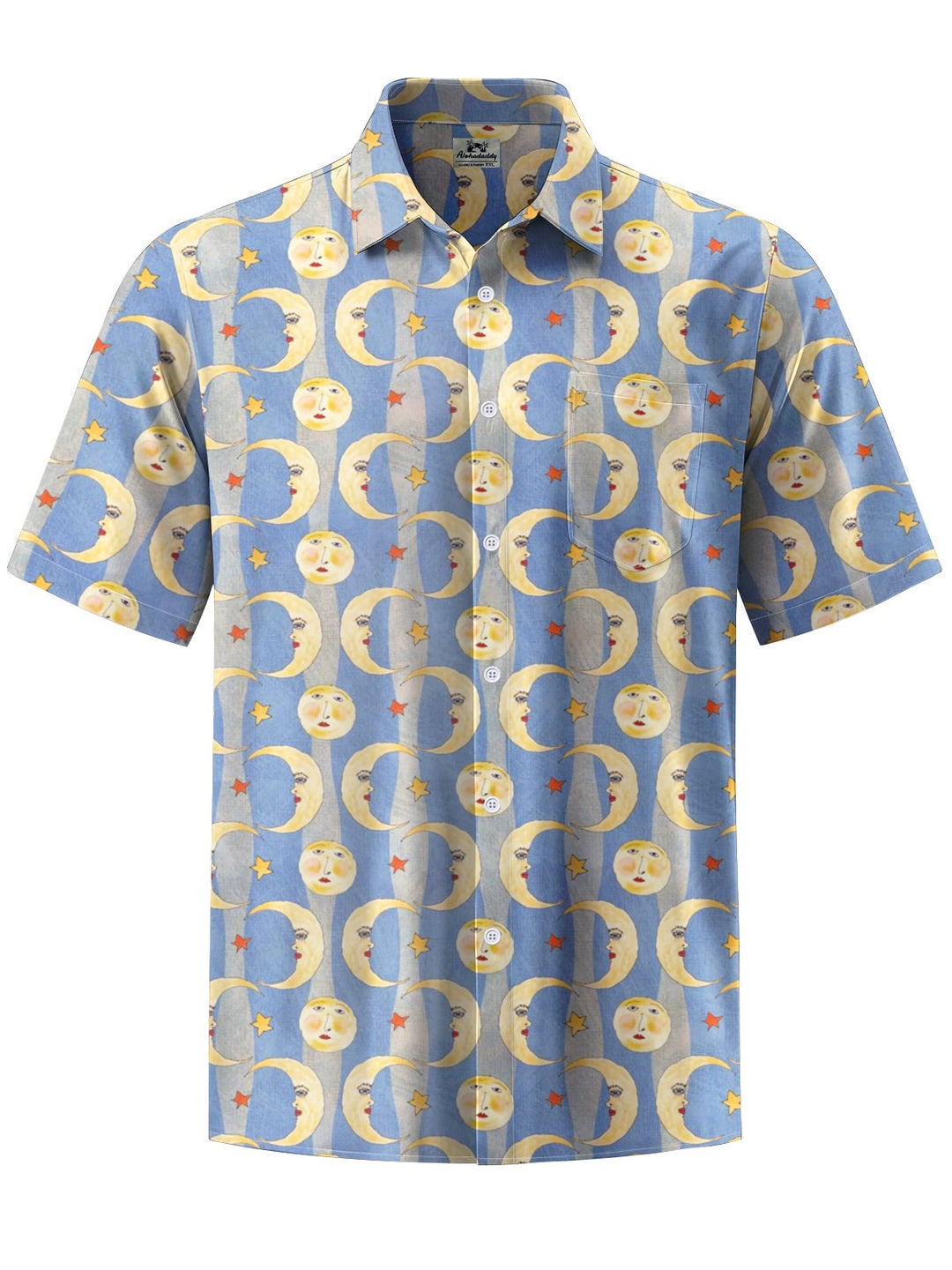 Alohadaddy® Casual Stripe Moon Print Pocket Men&