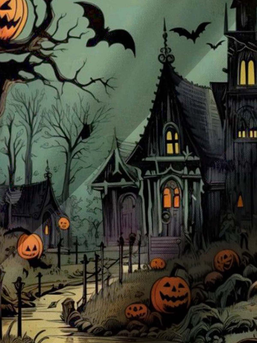 Alohadaddy® Halloween Castle Print Art Pocket Elastic Men&