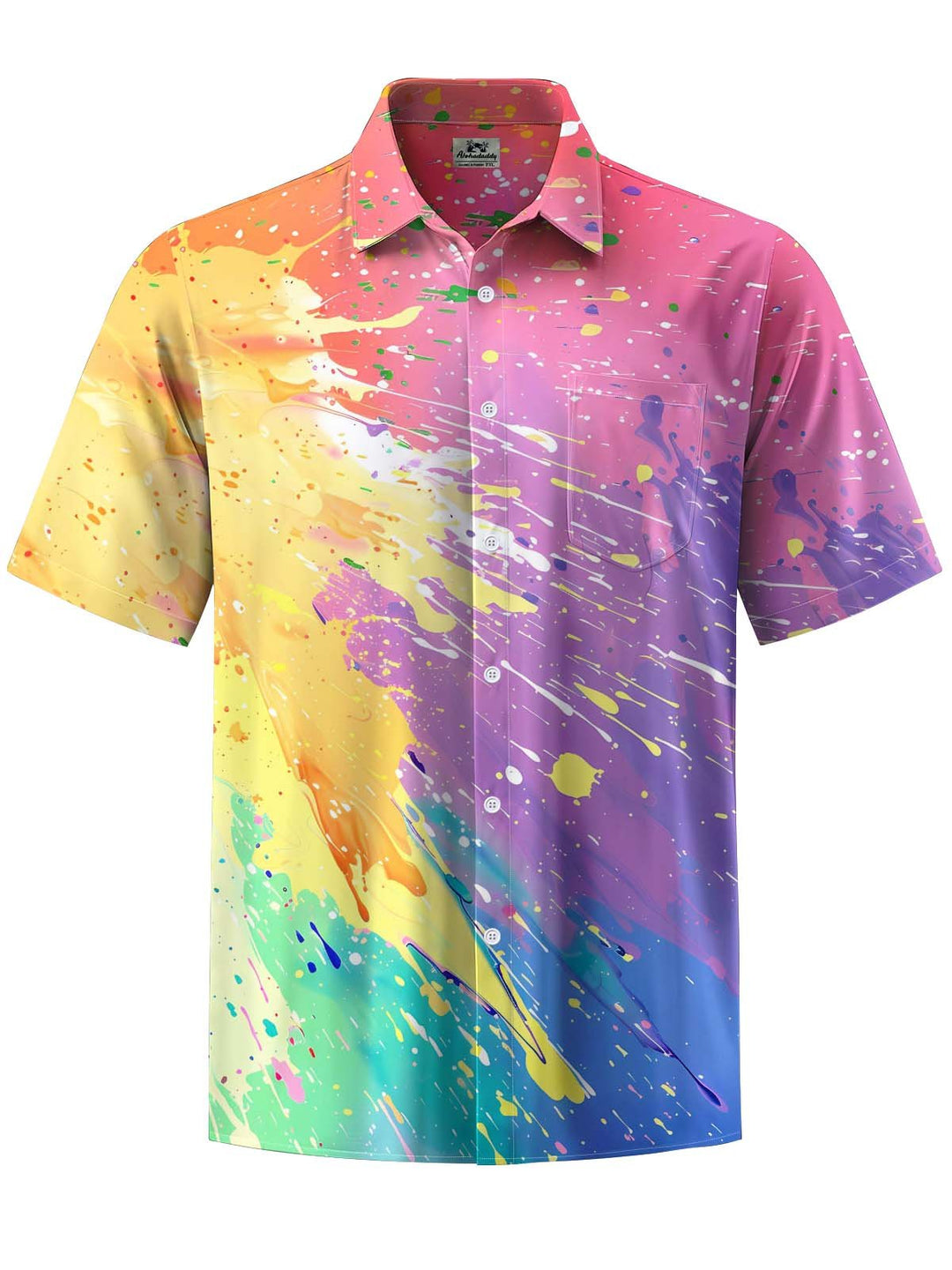 Alohadaddy® Hawaiian Abstract Watercolor Art Print Chest Pocket Men&