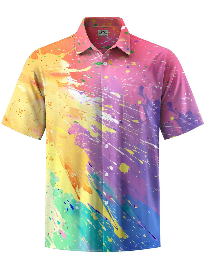 Alohadaddy® Hawaiian Abstract Watercolor Art Print Chest Pocket Men&