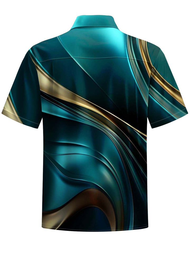 Alohadaddy® Casual Abstract Art Print Chest Pocket Stretch Men&