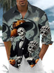 Alohadaddy® Halloween Skull Art Print Chest Pocket Stretch Men's Long Sleeve Shirt Big & Tall