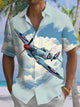 Alohadaddy® Retro Fighter Aircraft Print Art Pocket Stretch Men's Short Sleeve Shirt Big & Tall