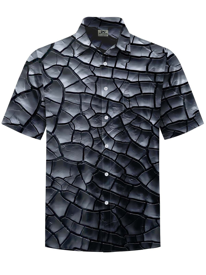 Alohadaddy® Casual Geometric Cracked Print Art Pocket Stretch Men&