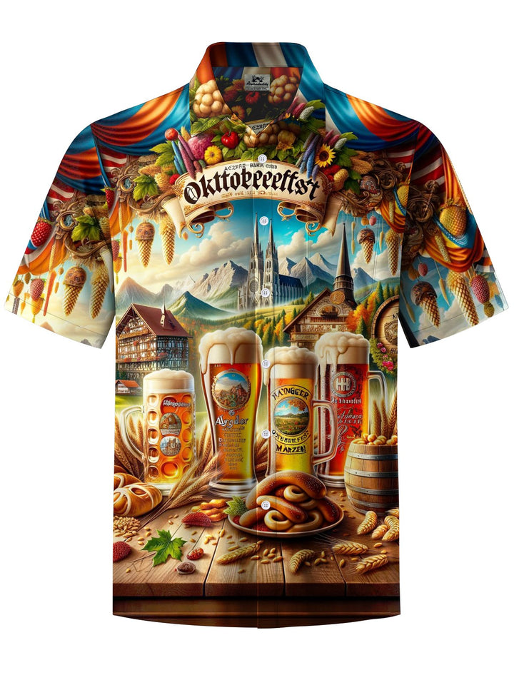 Alohadaddy® Vintage Oktto Oktoberfest Print Stretch Pocket Button Men&
