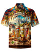 Alohadaddy® Vintage Oktto Oktoberfest Print Stretch Pocket Button Men's Short Sleeve Shirt Big & Tall