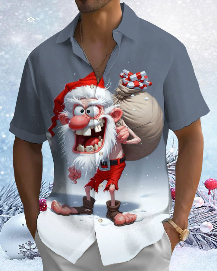 Alohadaddy® Christmas Funny Santa Print Pocket Elastic Button Men&