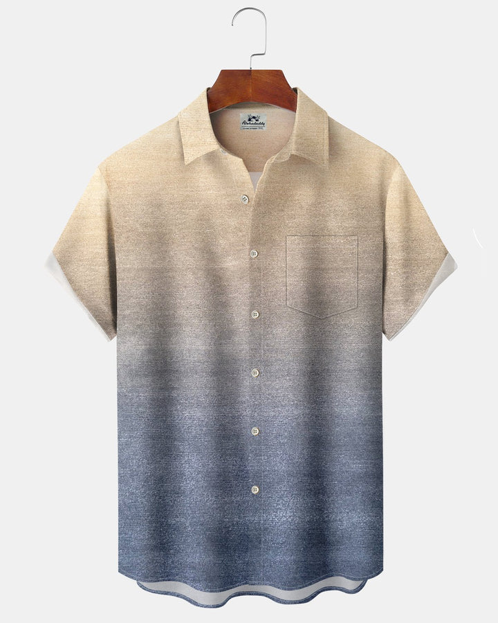 Alohadaddy® Casual Ombre Printed Pocket Elastic Button Men&