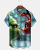 Alohadaddy® Christmas Funny Grinch Printed Pocket Button Men's Short Sleeve Shirt Big & Tall