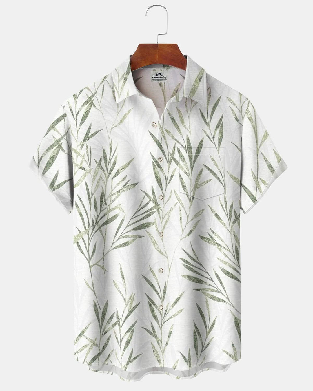 Alohadaddy® Casual Leaf Print Pocket Elastic Button Men&