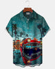 Alohadaddy® Hawaiian Rainy Car Print Art Stretch Men's Short Sleeve Shirt Big & Tall